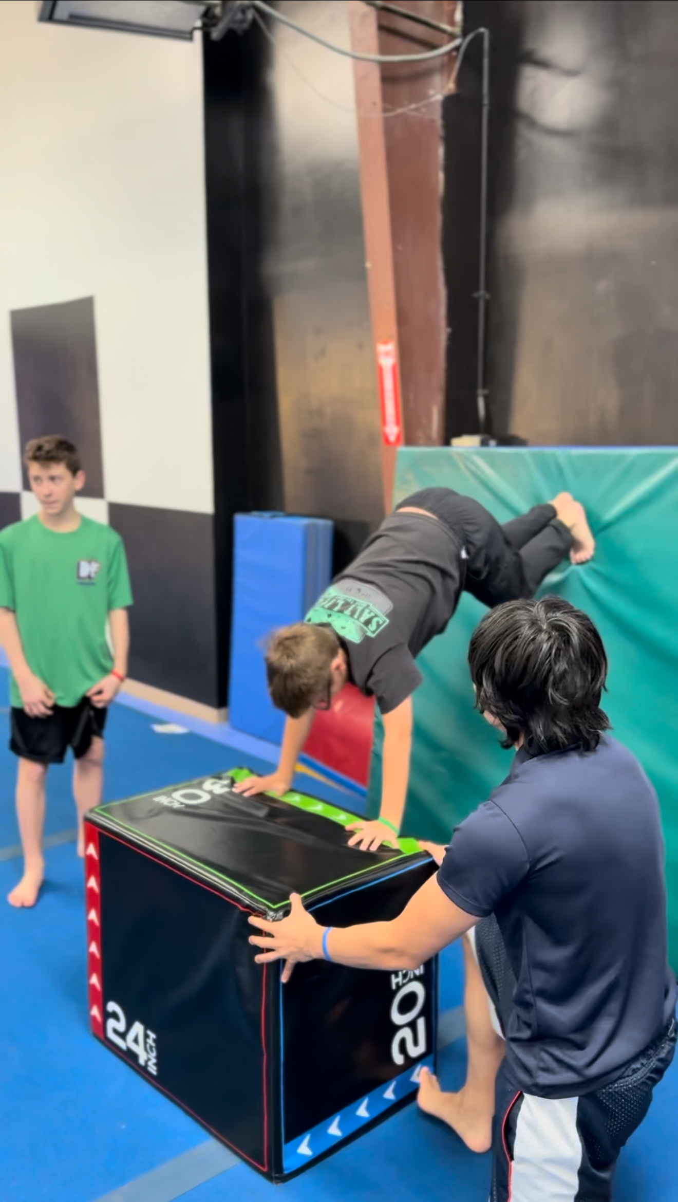 Student practicing kicks